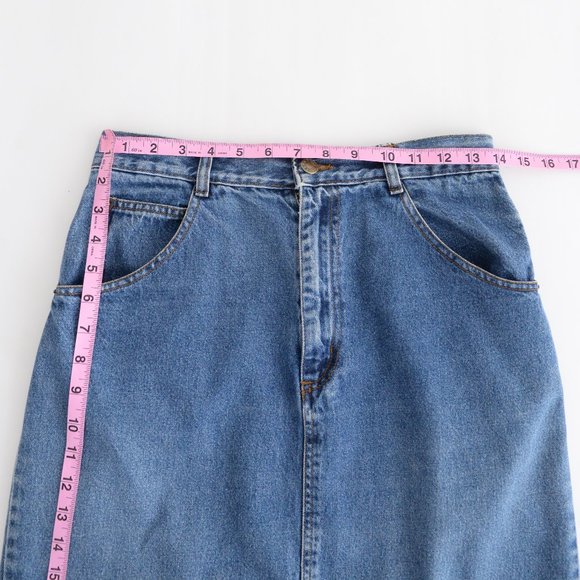 Vintage Pennmans Midi Medium Wash Denim Jean Skirt Size 8 - Picture 5 of 15